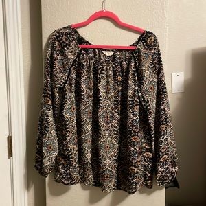 Long sleeve sun & shadow blouse